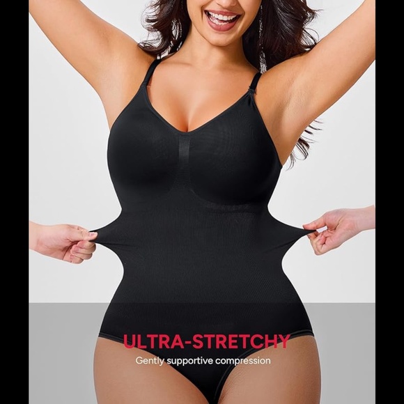 Women’s Ribbed Sculpting Thong Bodysuit Shapewear - Picture 3 of 9